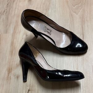 Salvatore Ferragamo Classic Black Patent Heels